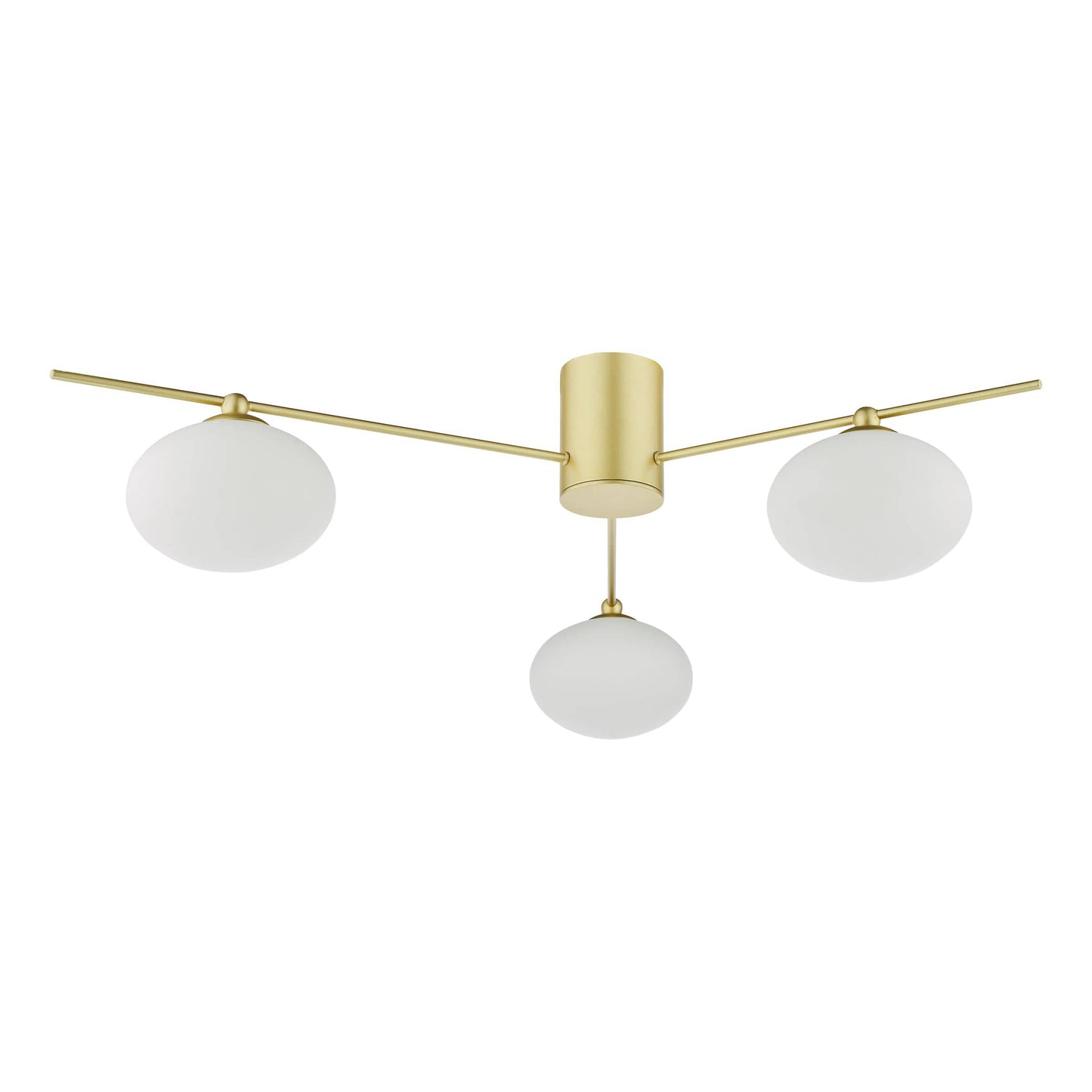 dar lighting Jasper 3 Light Semi-Flush Satin Gold and Opal Glass JAS5335