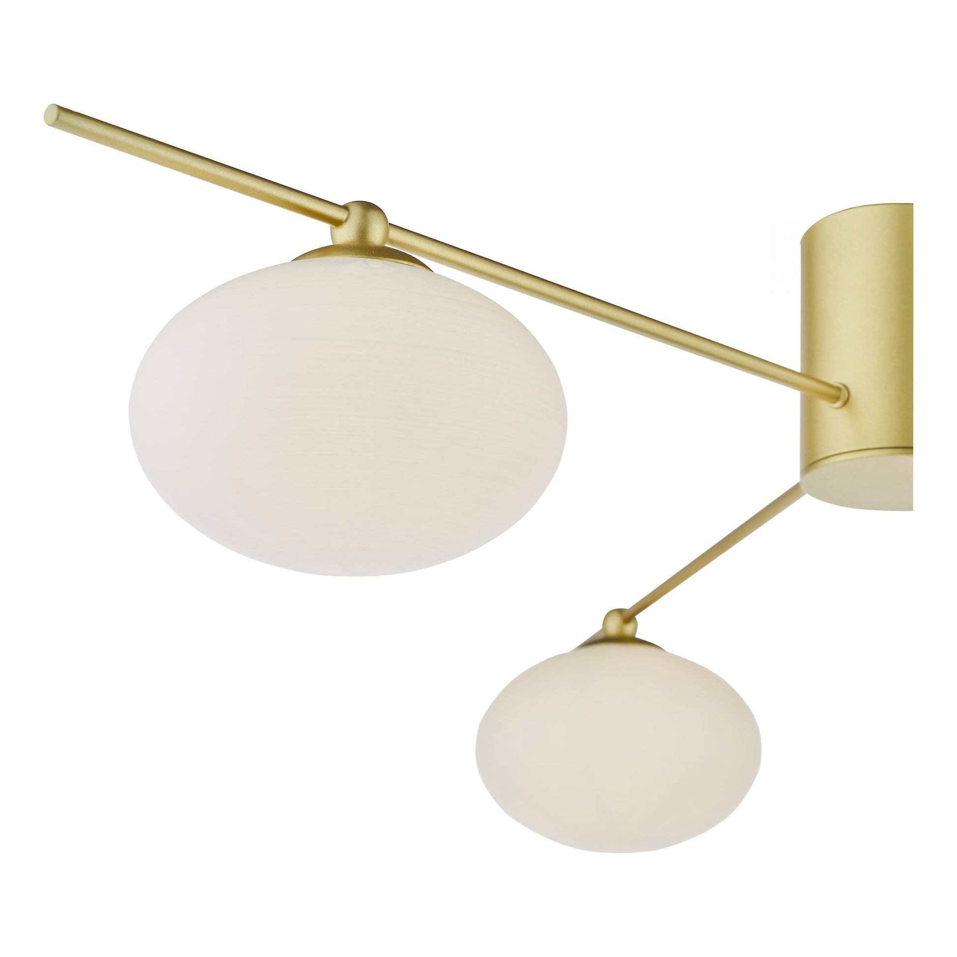 dar lighting Jasper 3 Light Semi-Flush Satin Gold and Opal Glass JAS5335