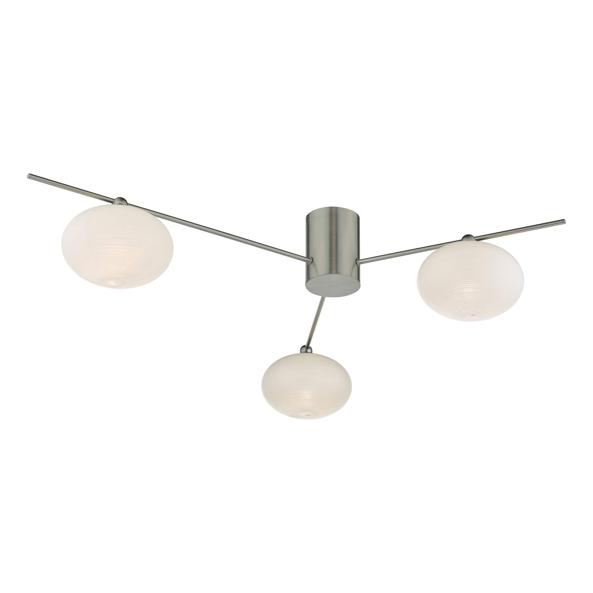 dar lighting Jasper 3 Light Semi Flush Satin Nickel Opal glass JAS5346