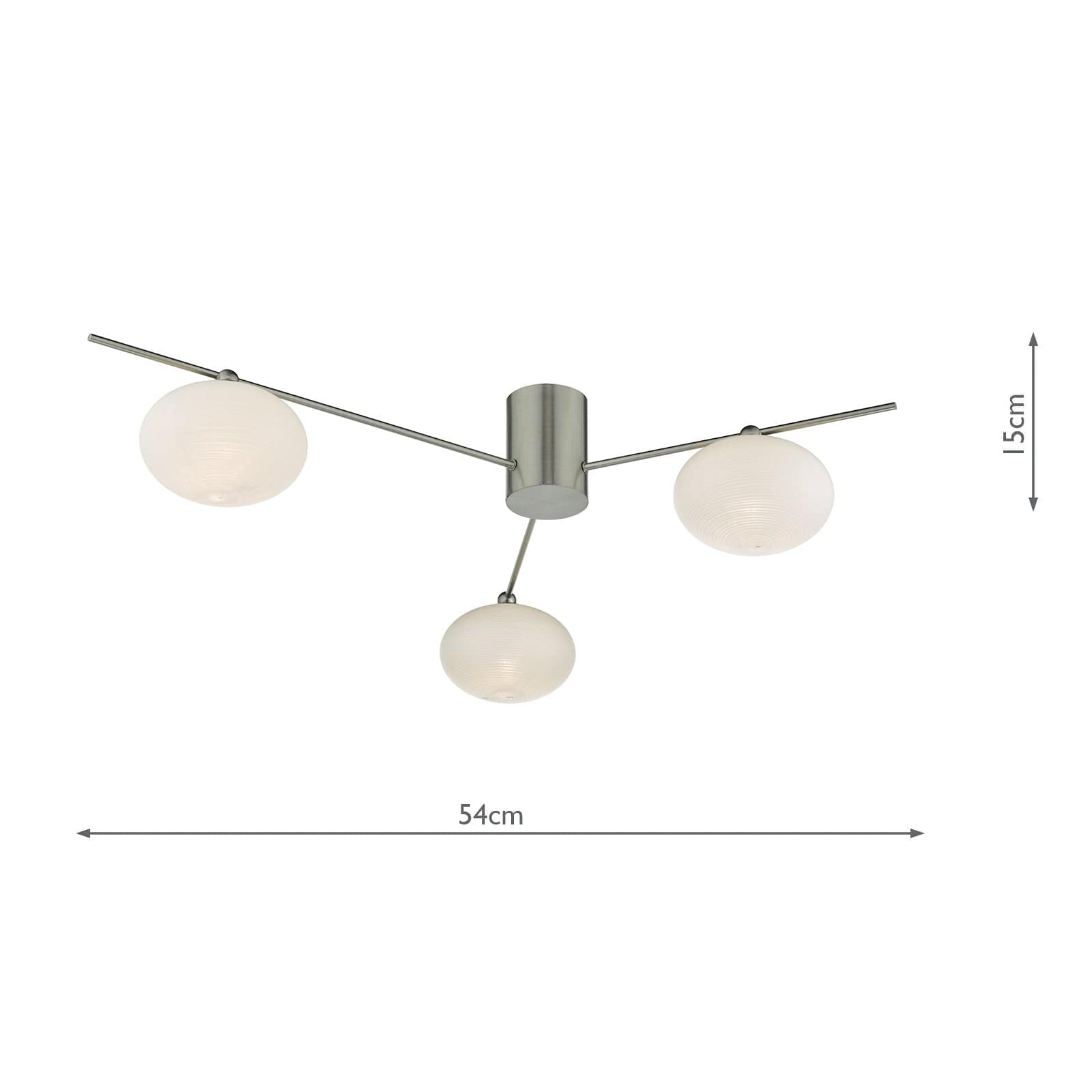 dar lighting Jasper 3 Light Semi Flush Satin Nickel Opal glass JAS5346