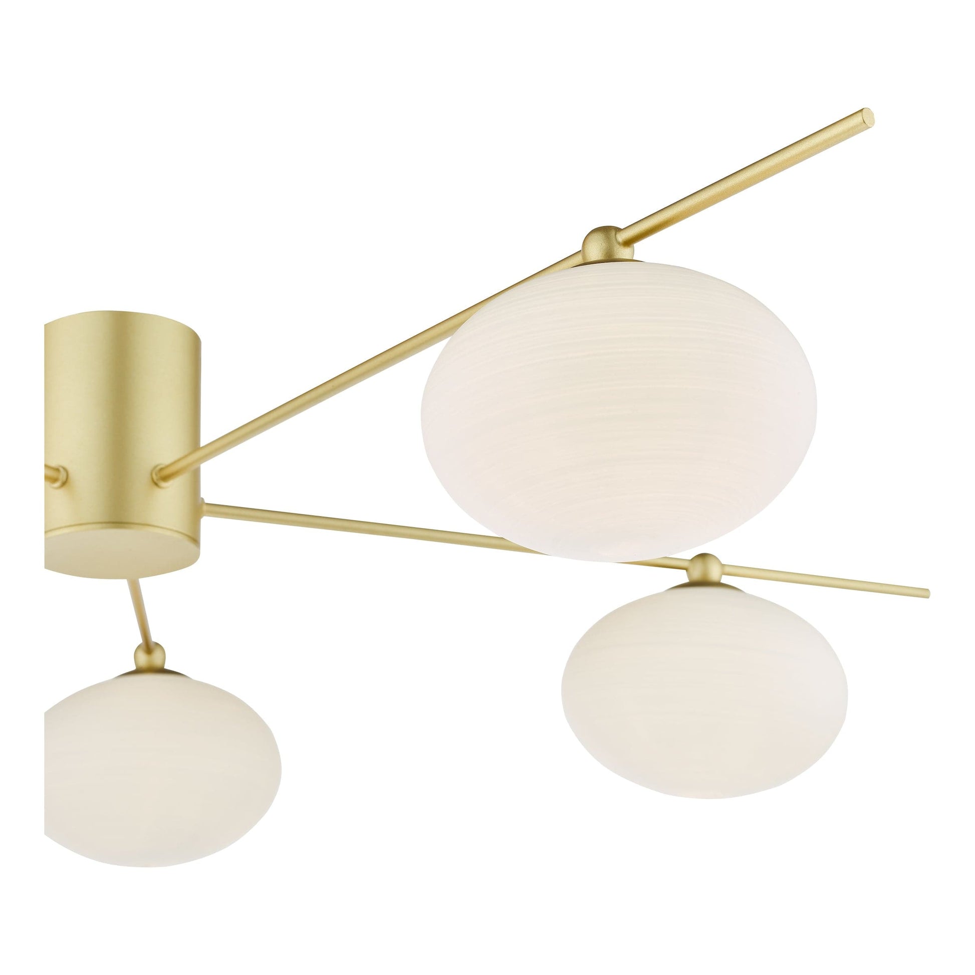 dar lighting Jasper 5 Light Semi-Flush Satin Gold and Opal Glass JAS5435