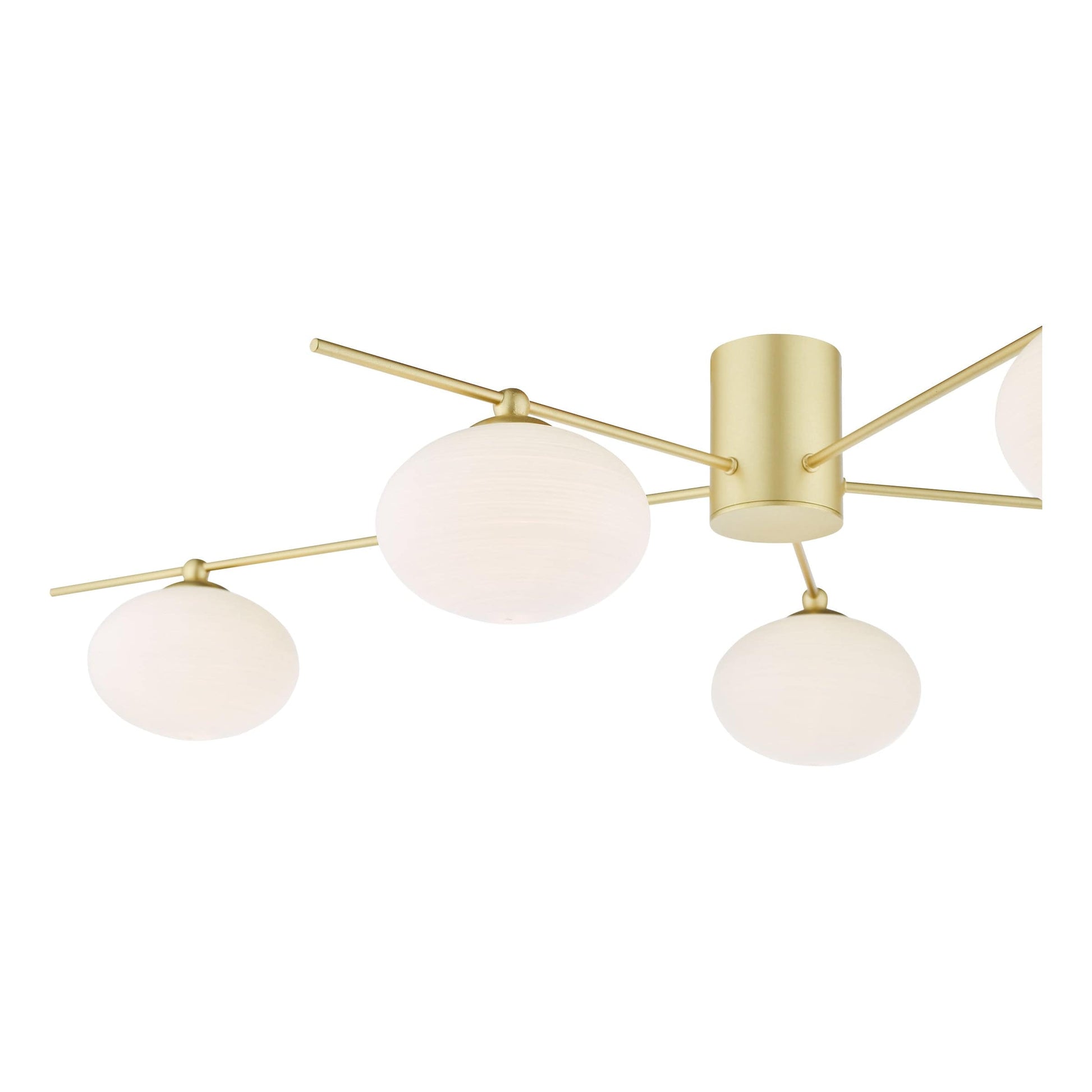 dar lighting Jasper 5 Light Semi-Flush Satin Gold and Opal Glass JAS5435