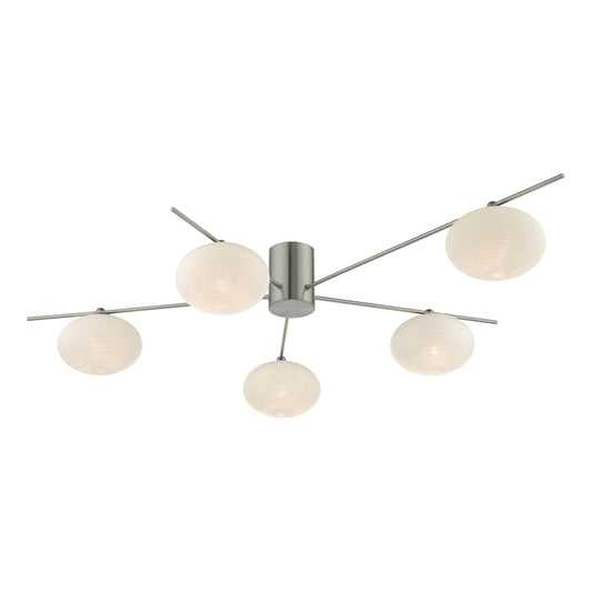 dar lighting Jasper 5 Light Semi Flush Satin Nickel JAS5446