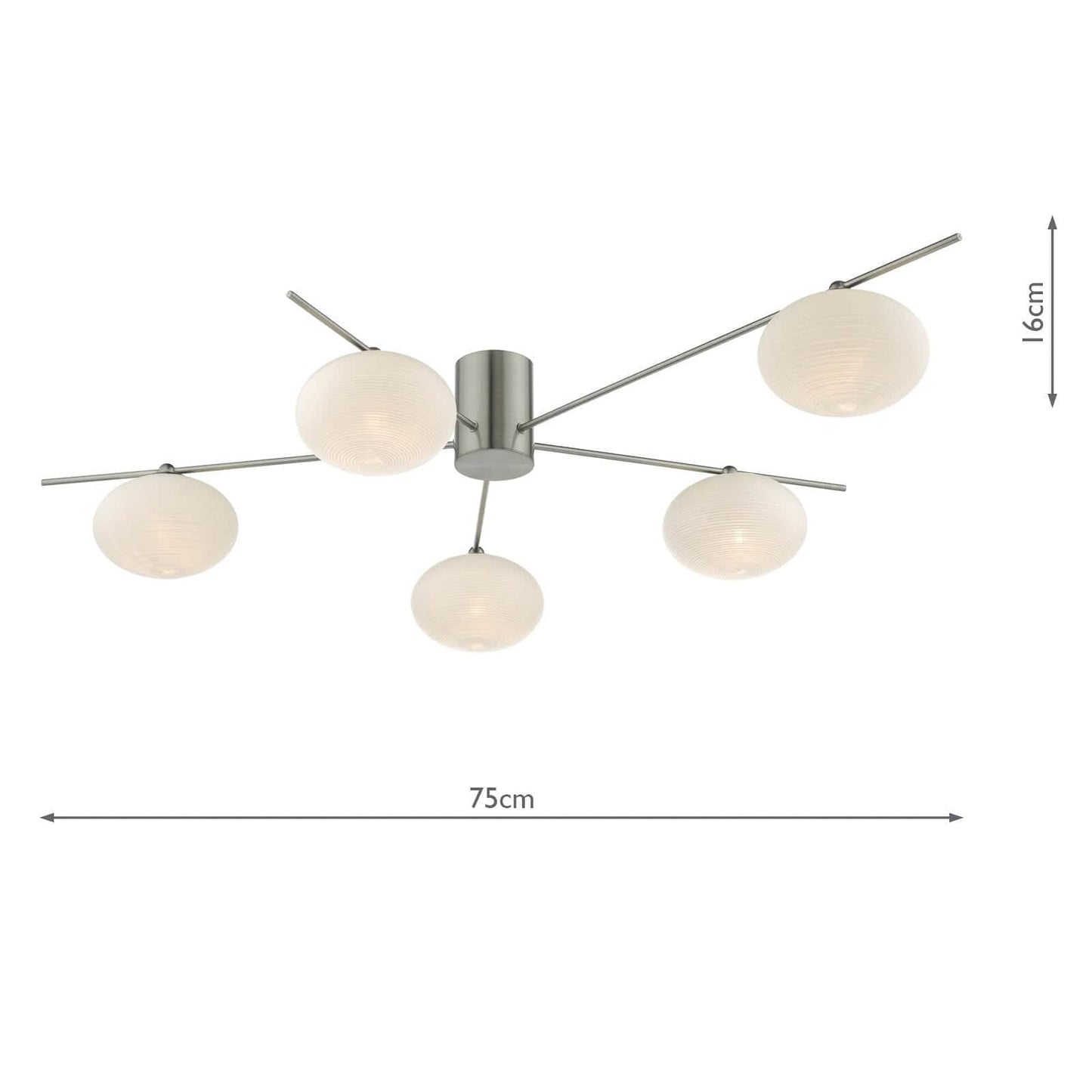 dar lighting Jasper 5 Light Semi Flush Satin Nickel JAS5446