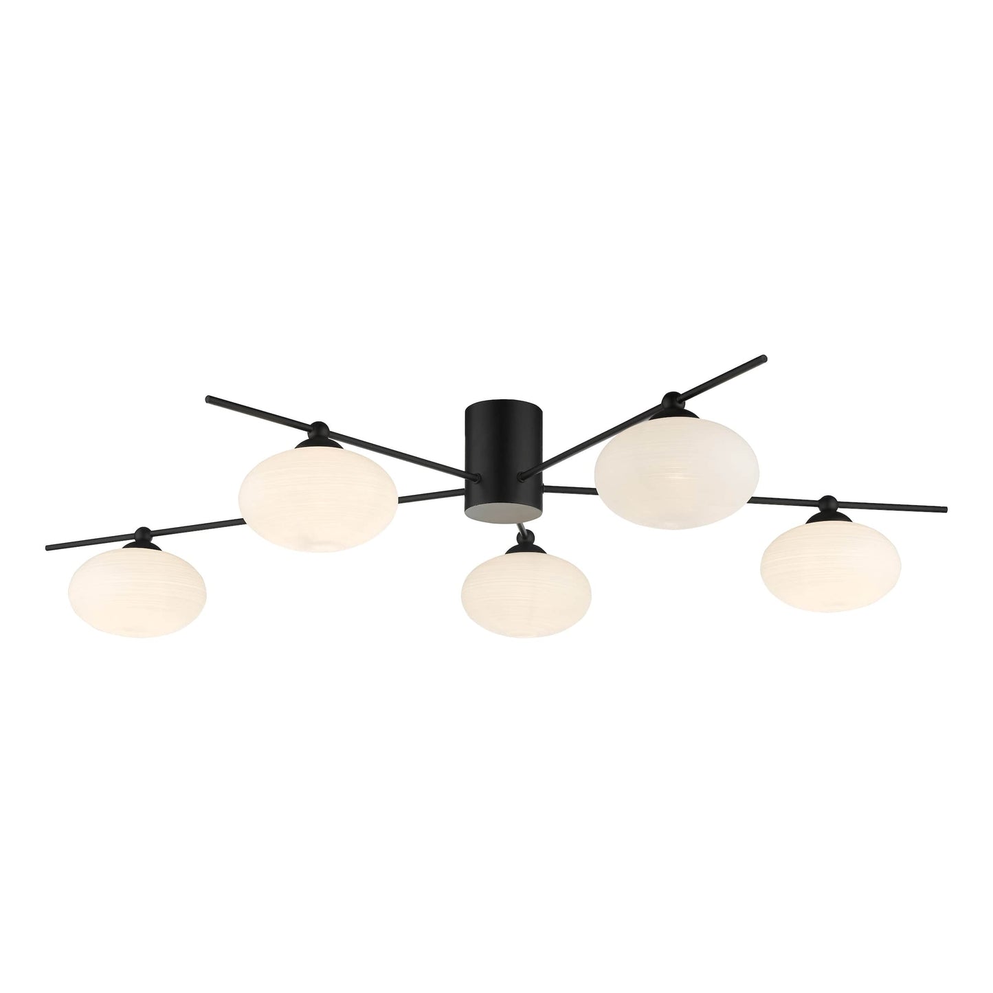 dar lighting Jasper 5lt Semi Flush Matt Black Opal Glass JAS5422