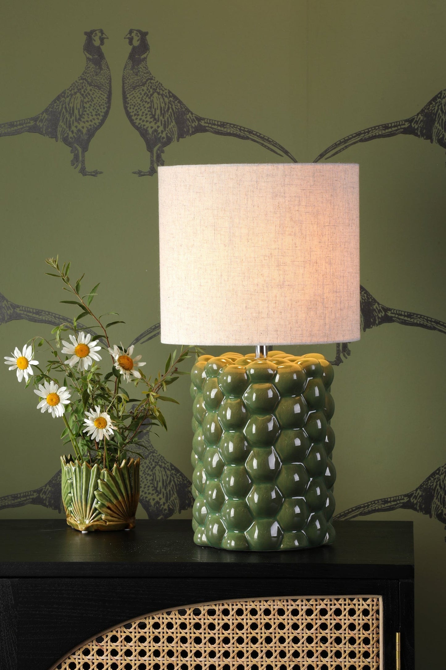dar lighting Jayden Table Lamp Green Reactive Glaze With Shade JAY4224