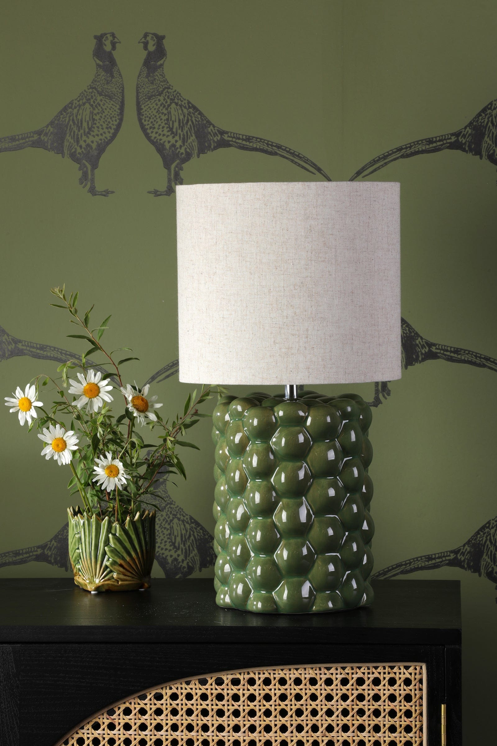 dar lighting Jayden Table Lamp Green Reactive Glaze With Shade JAY4224