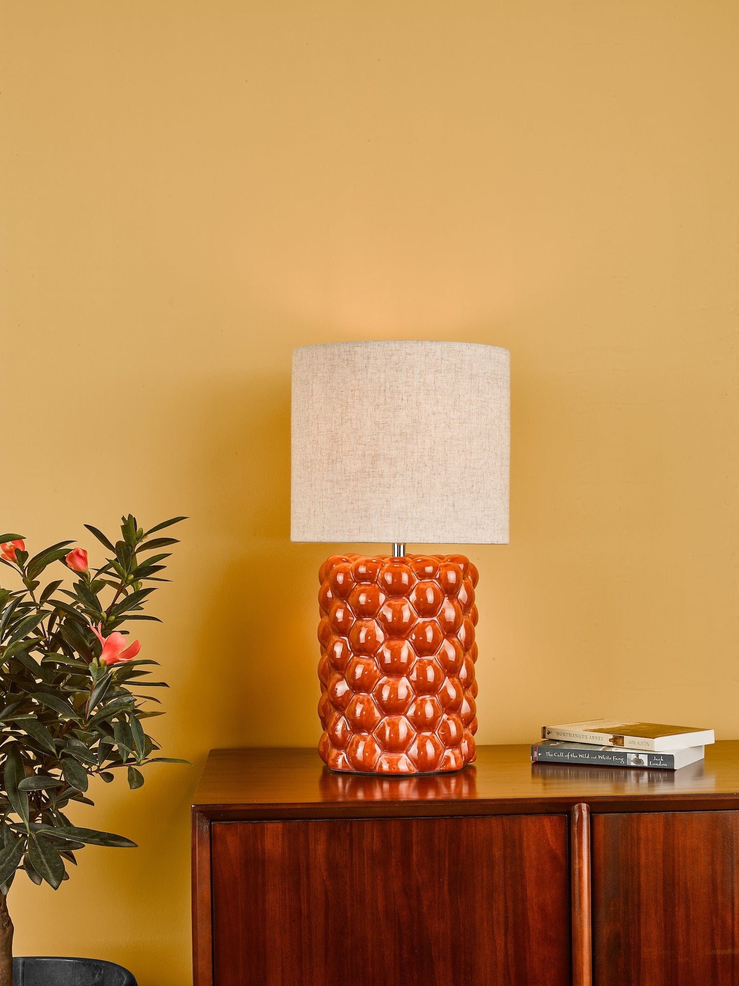 dar lighting Jayden Table Lamp Orange Glaze With Shade JAY4211