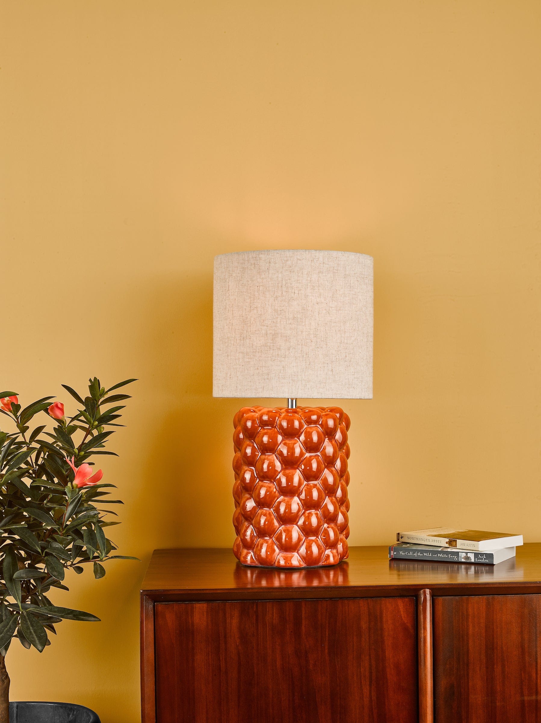 dar lighting Jayden Table Lamp Orange Glaze With Shade JAY4211