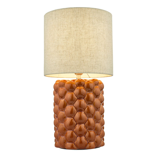 dar lighting Jayden Table Lamp Orange Glaze With Shade JAY4211