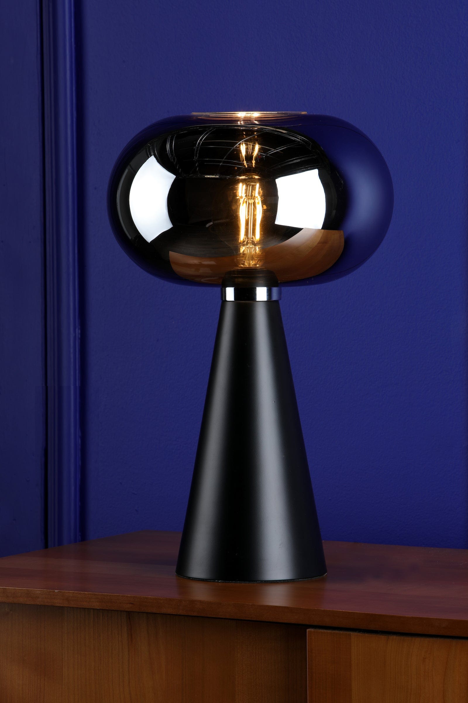 dar lighting Jensen Table Lamp Smoked Glass Satin Black JEN4222