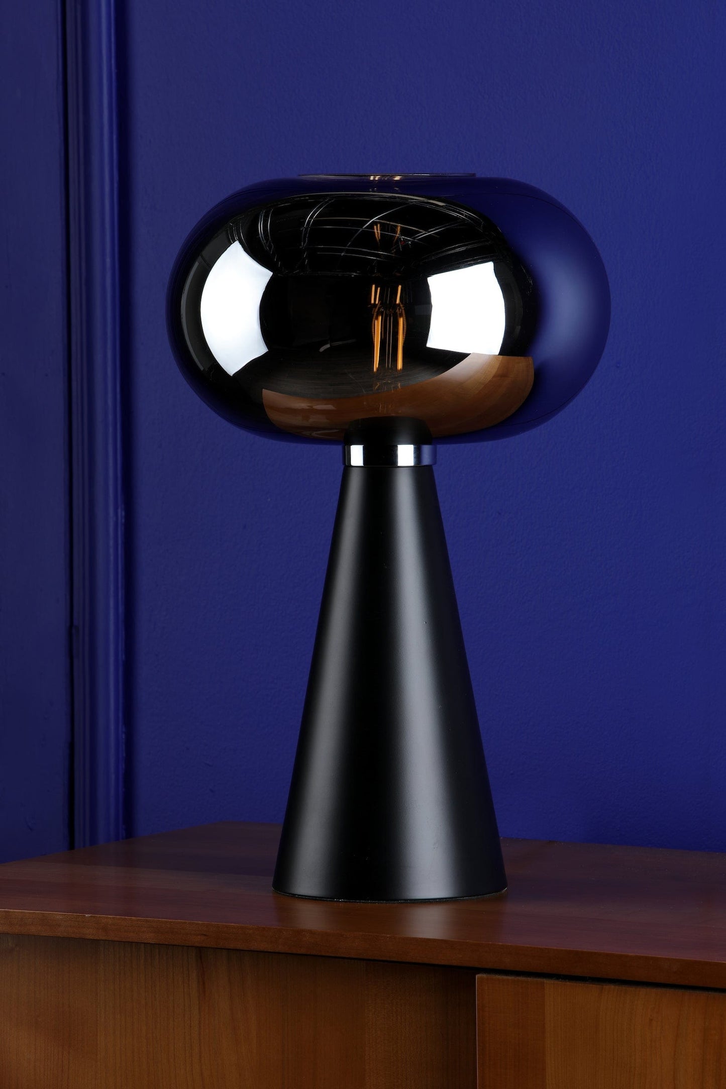 dar lighting Jensen Table Lamp Smoked Glass Satin Black JEN4222