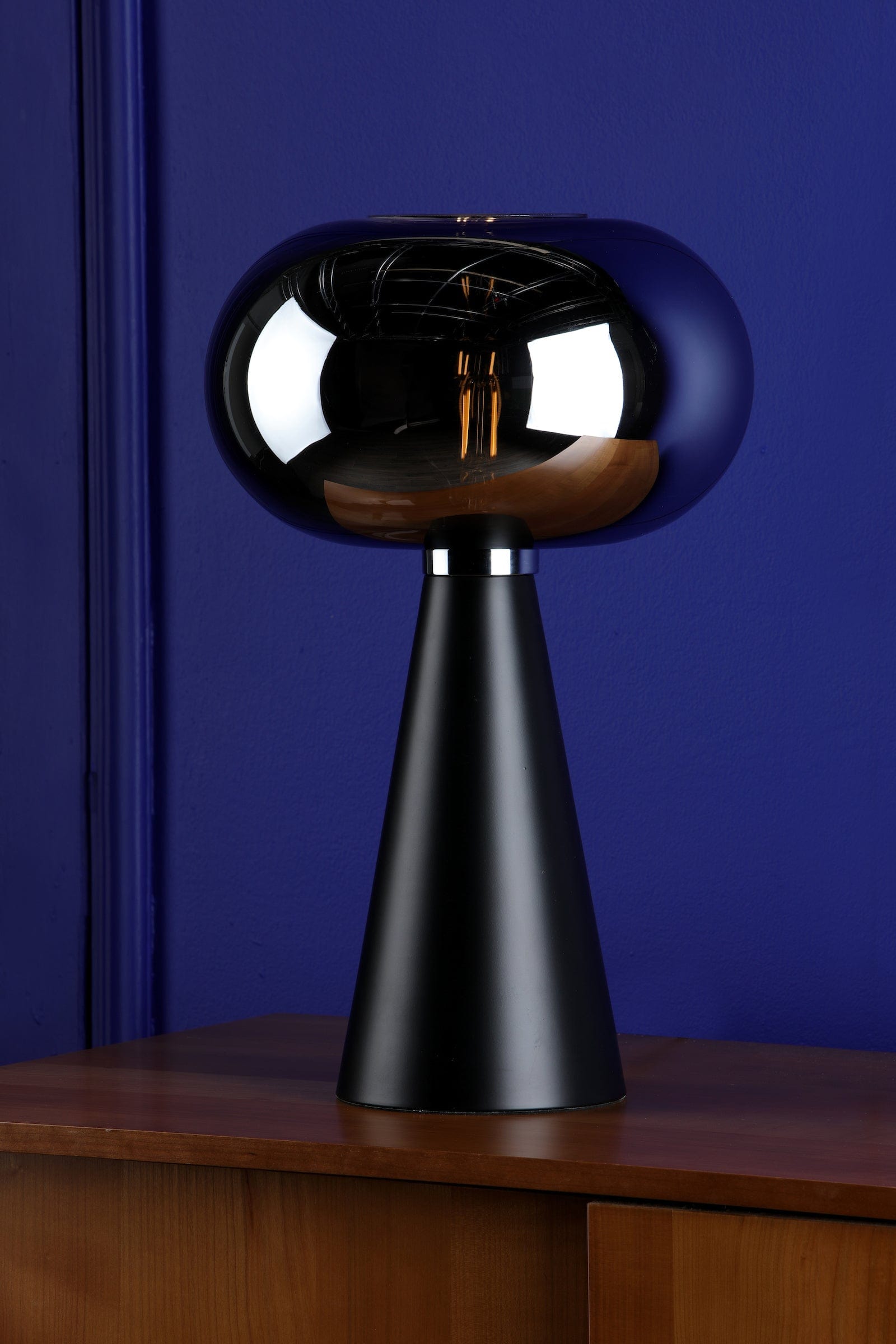 dar lighting Jensen Table Lamp Smoked Glass Satin Black JEN4222