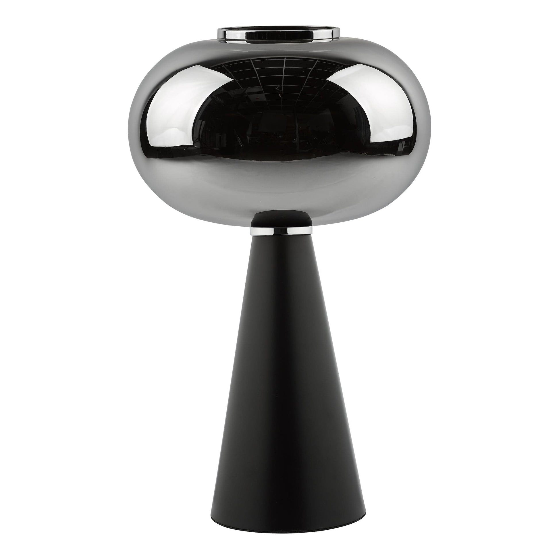 dar lighting Jensen Table Lamp Smoked Glass Satin Black JEN4222