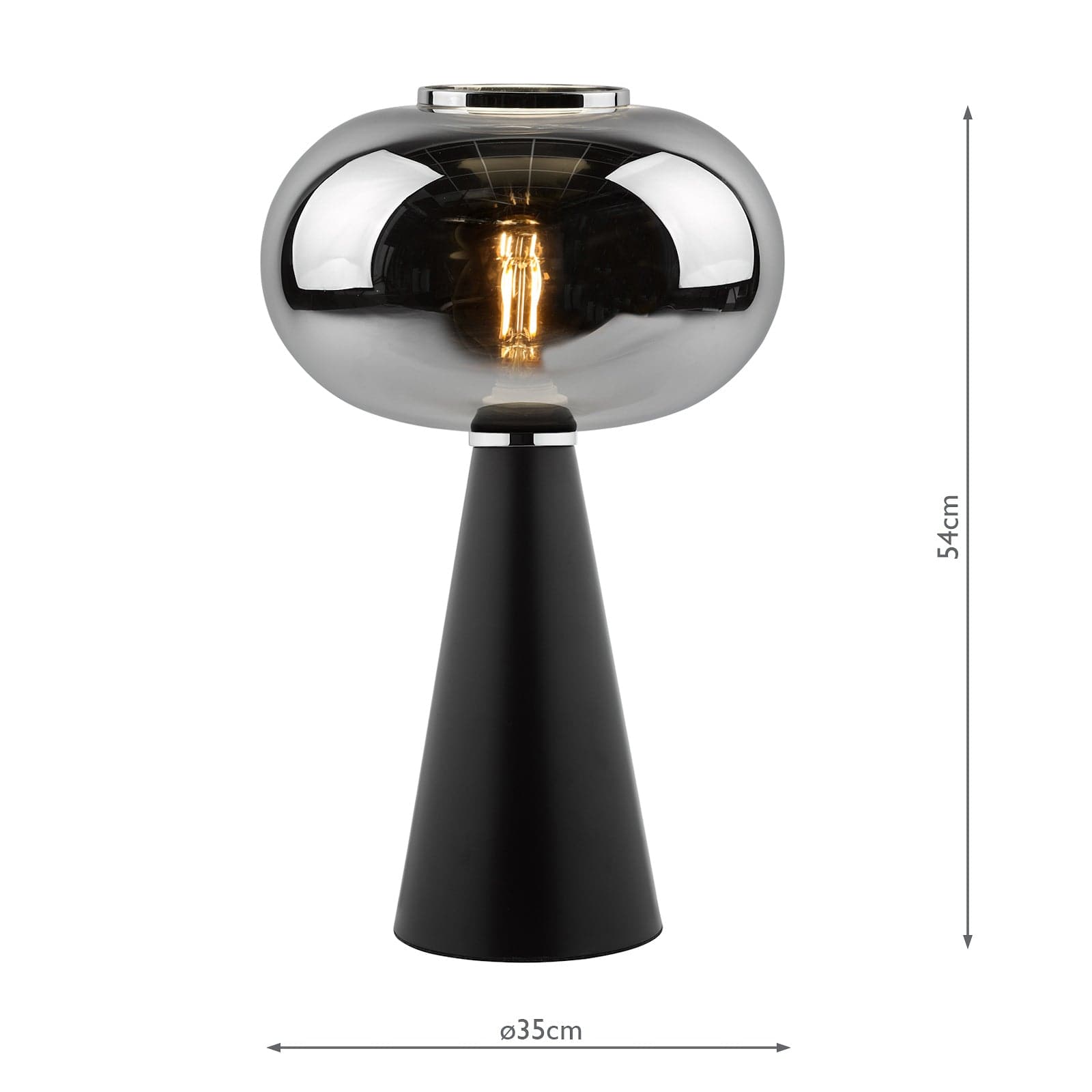 dar lighting Jensen Table Lamp Smoked Glass Satin Black JEN4222
