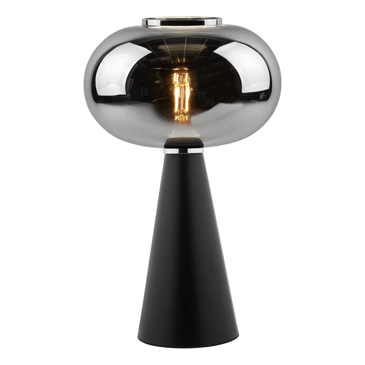 dar lighting Jensen Table Lamp Smoked Glass Satin Black JEN4222