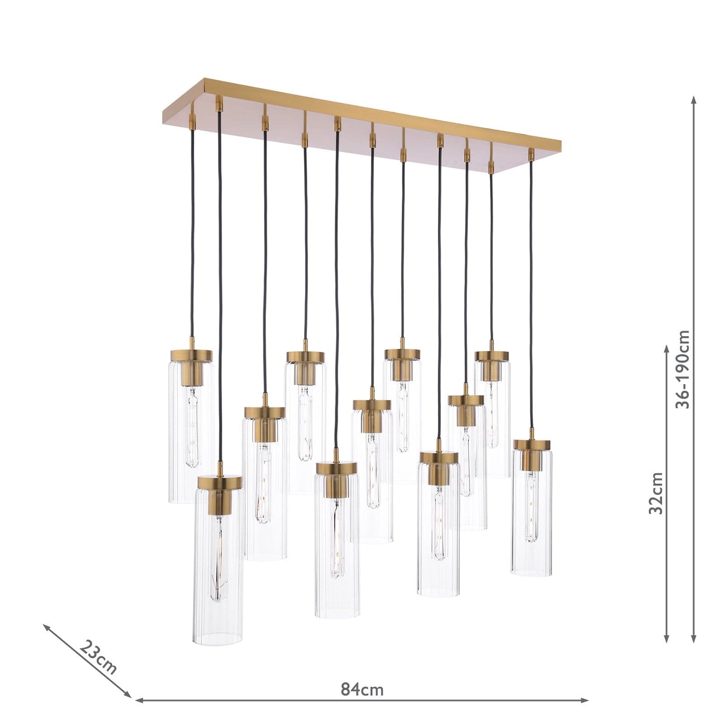 dar lighting Jodelle 11 Light Bar Pendant Polished Bronze and Glass JOD4863