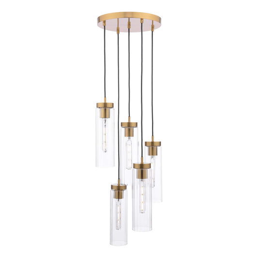 dar lighting Jodelle 5 Light Cluster Pendant Polished Bronze and Glass JOD0563