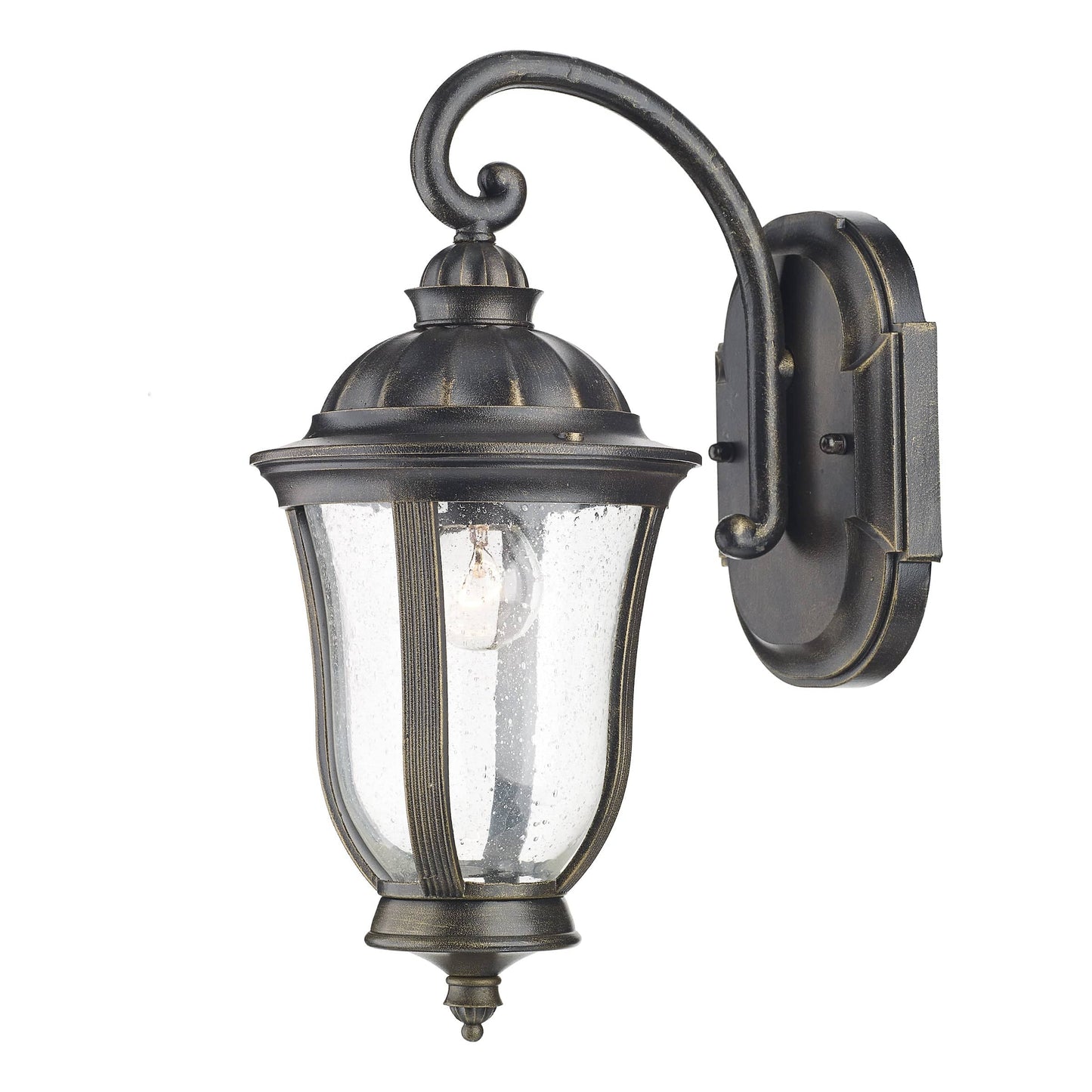 dar lighting Johnson Outdoor Wall Light Black/Gold Glass IP44 JOH1635