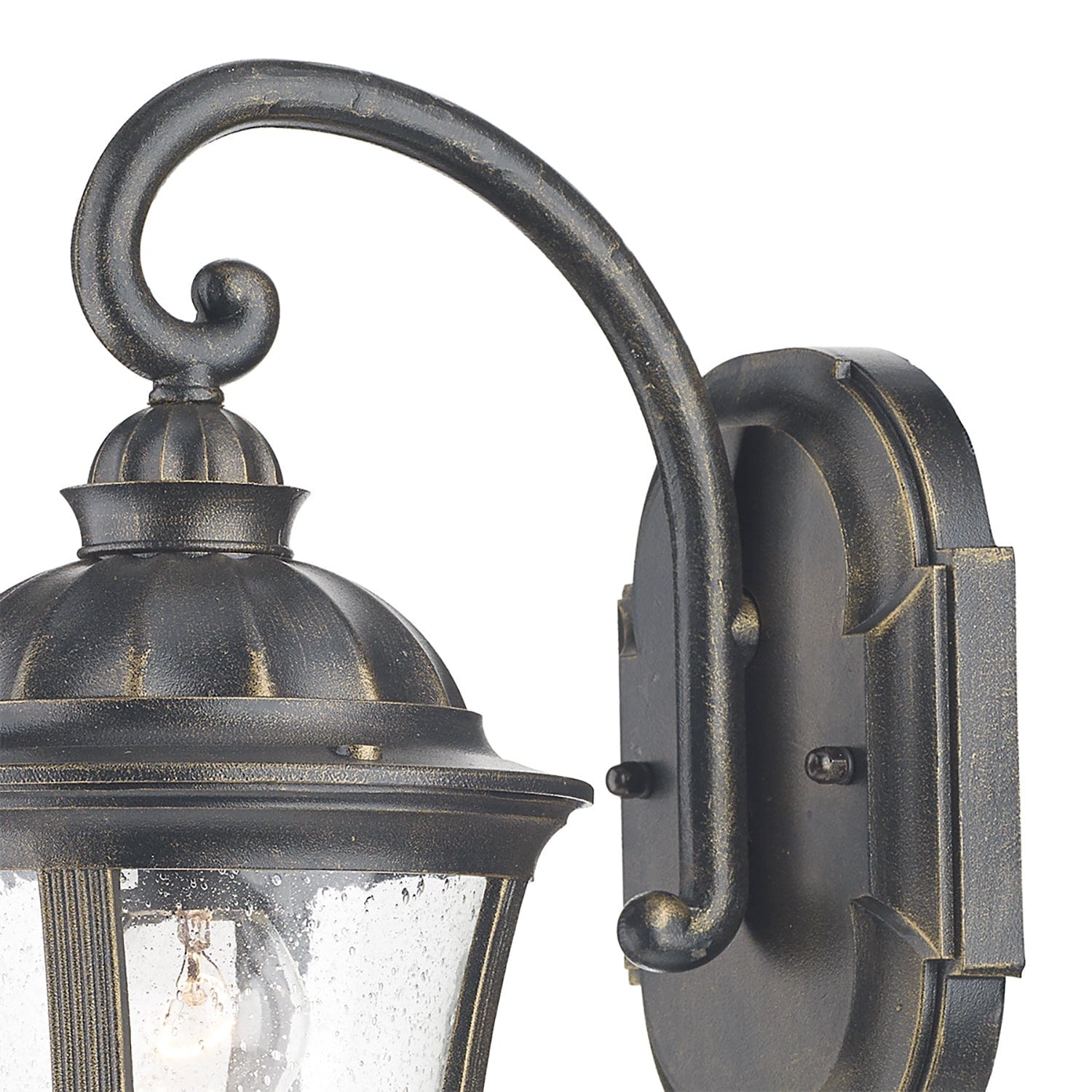 dar lighting Johnson Outdoor Wall Light Black/Gold Glass IP44 JOH1635