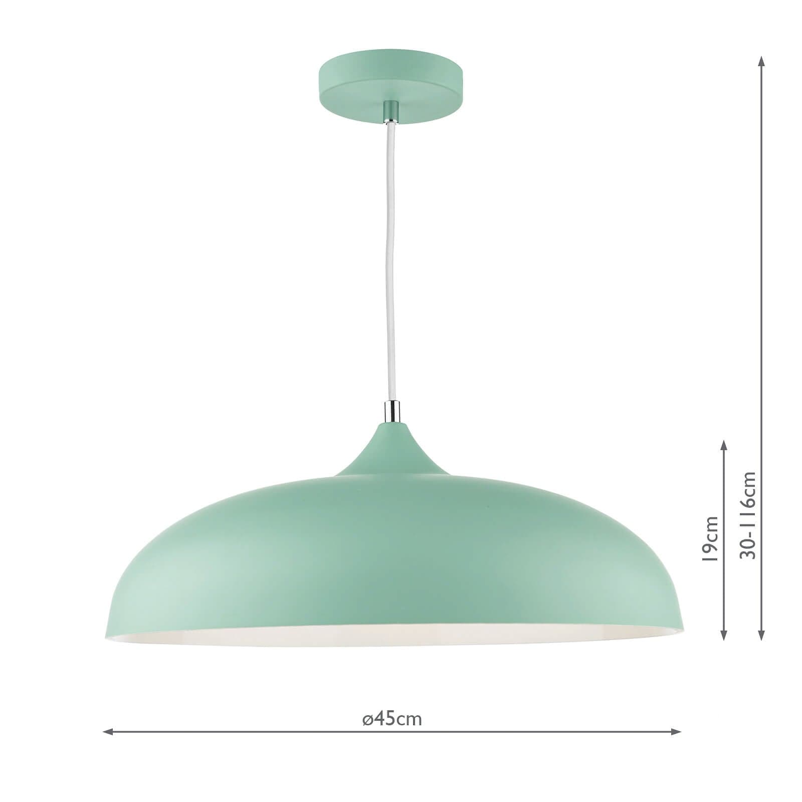 dar lighting Kaelan 1 Light Pendant Matt Pale Green KAE0124