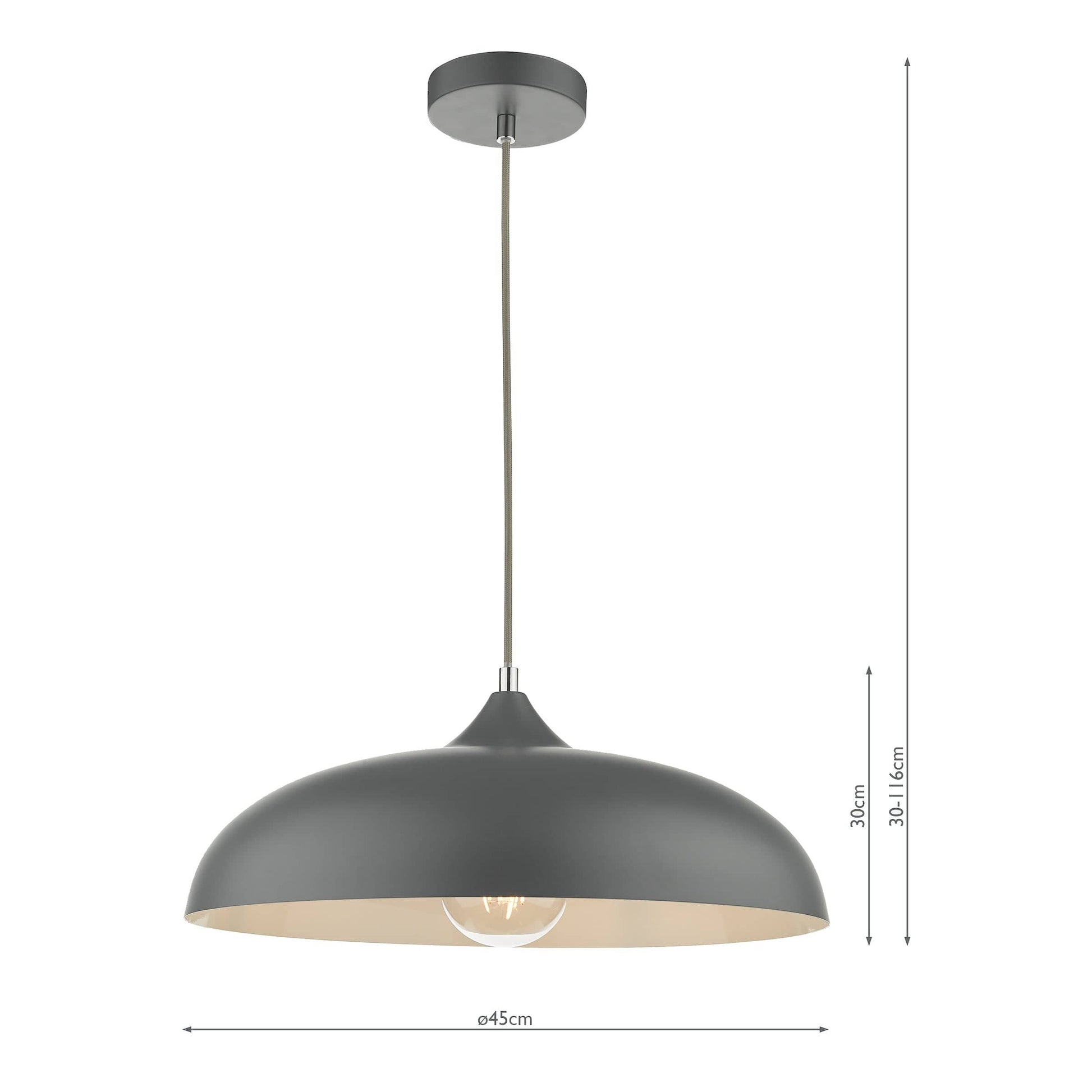 dar lighting Kaelan 1 Light Single Pendant Graphite KAE0137