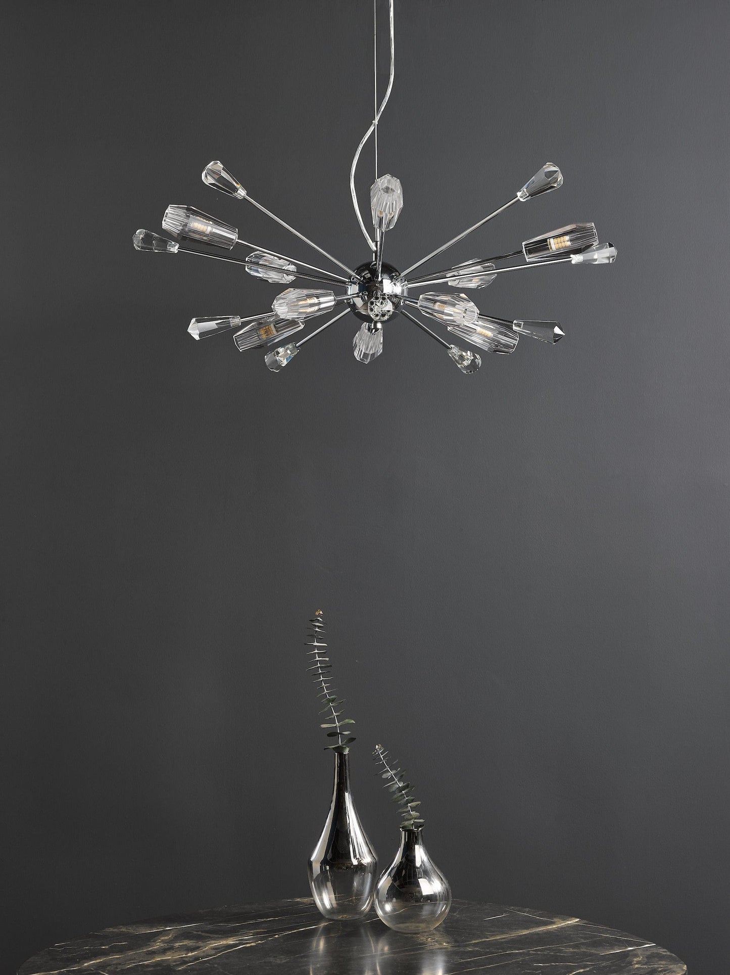 dar lighting Kalyssa 10 Light Pendant Polished Chrome and Glass KAL2308