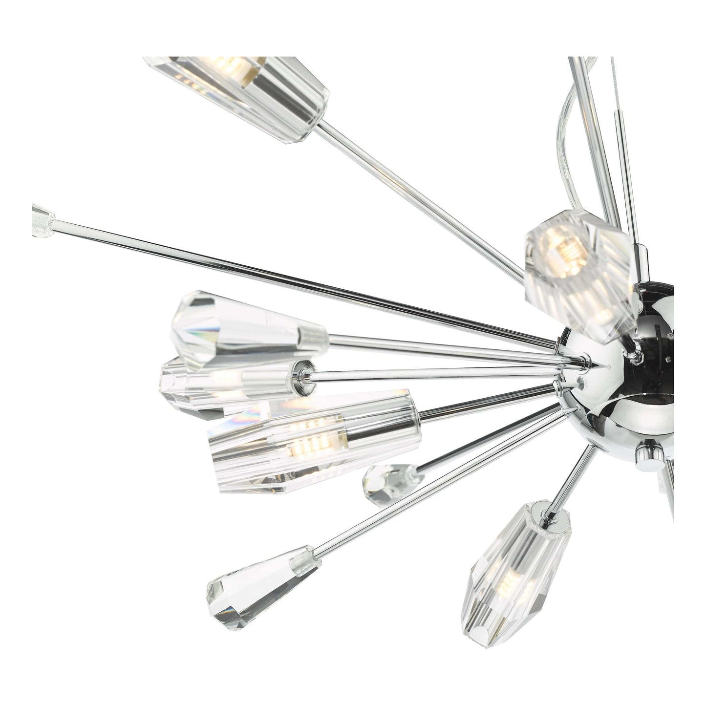 dar lighting Kalyssa 10 Light Pendant Polished Chrome and Glass KAL2308