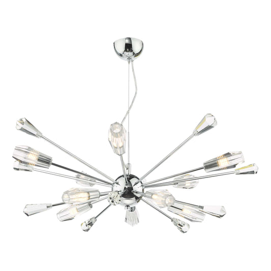 dar lighting Kalyssa 10 Light Pendant Polished Chrome and Glass KAL2308