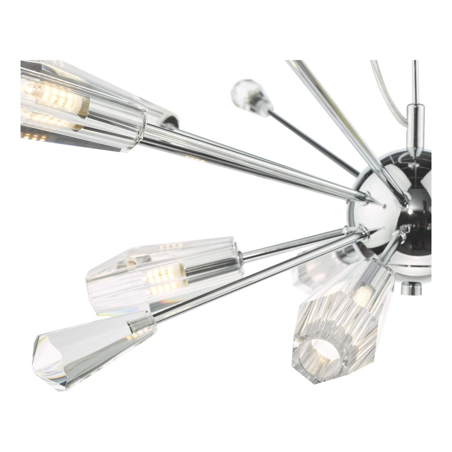 dar lighting Kalyssa 10 Light Pendant Polished Chrome and Glass KAL2308