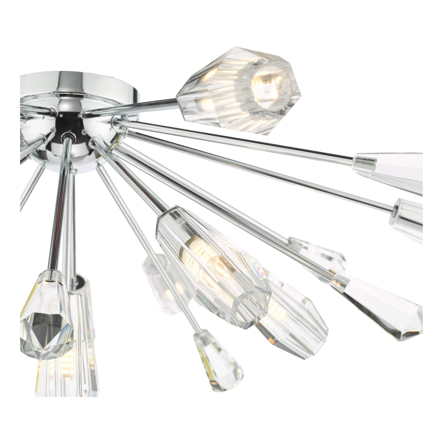 dar lighting Kalyssa 11 Light Flush Polished Chrome and Glass KAL4808