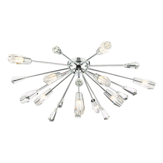 dar lighting Kalyssa 11 Light Flush Polished Chrome and Glass KAL4808