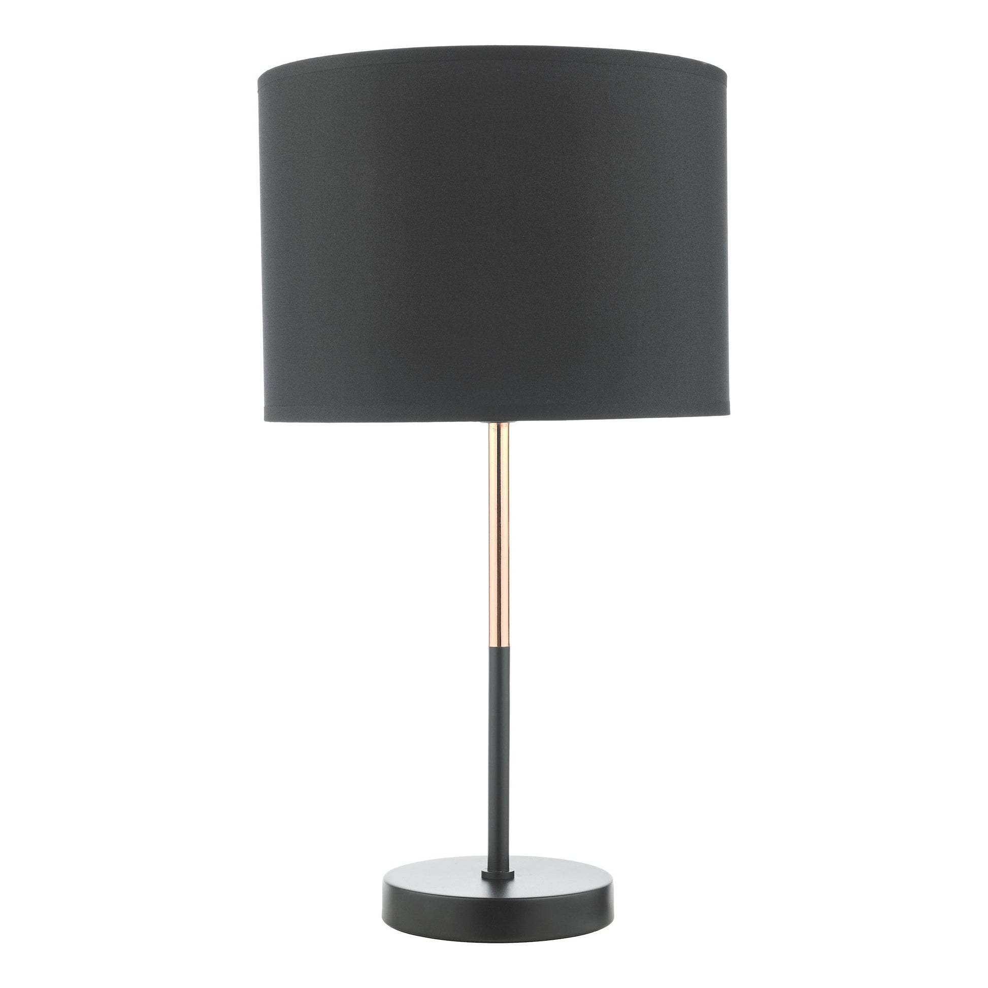 dar lighting Kelso Table Lamp Matt Black Polished Copper With Shade KEL4264