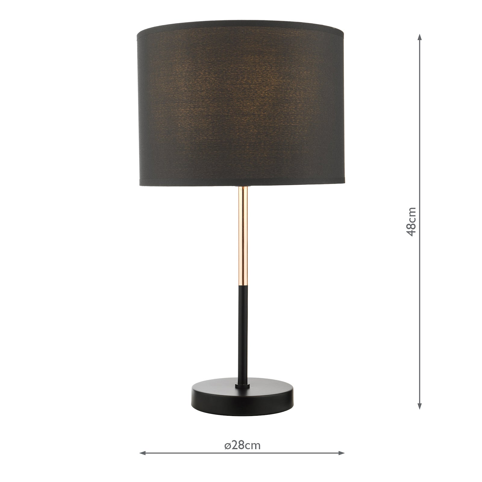 dar lighting Kelso Table Lamp Matt Black Polished Copper With Shade KEL4264
