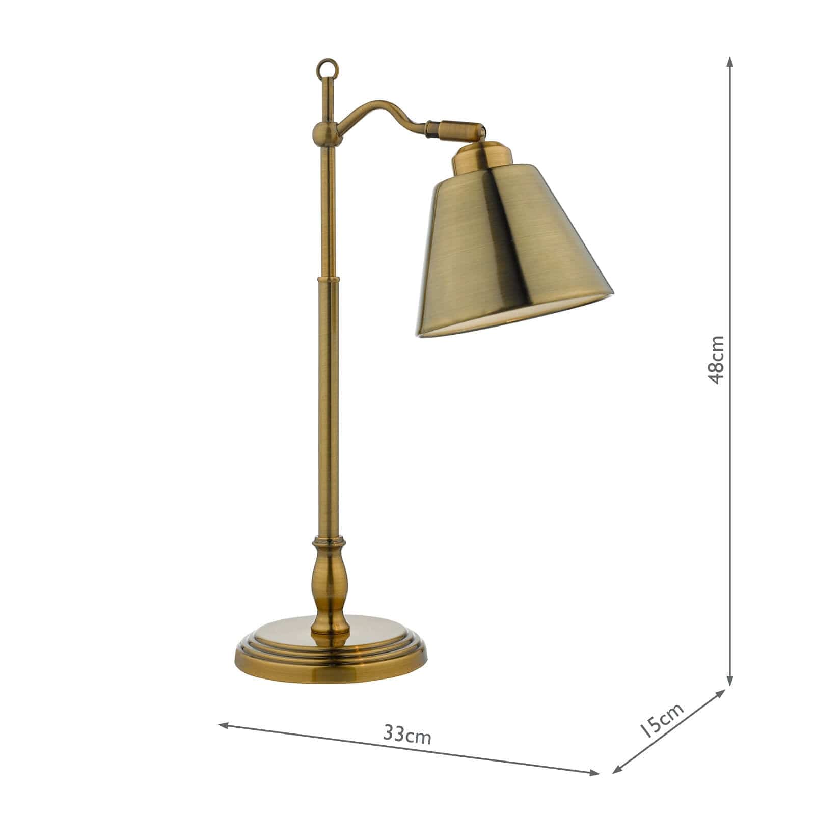 dar lighting Kempten Task Table Lamp Antique Brass KEM4175