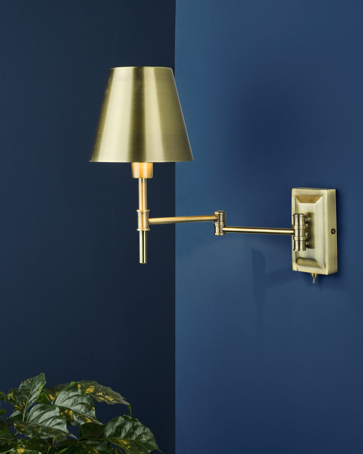 dar lighting Kensington 1 Light Swing Arm Wall Light Antique Brass KEN0775