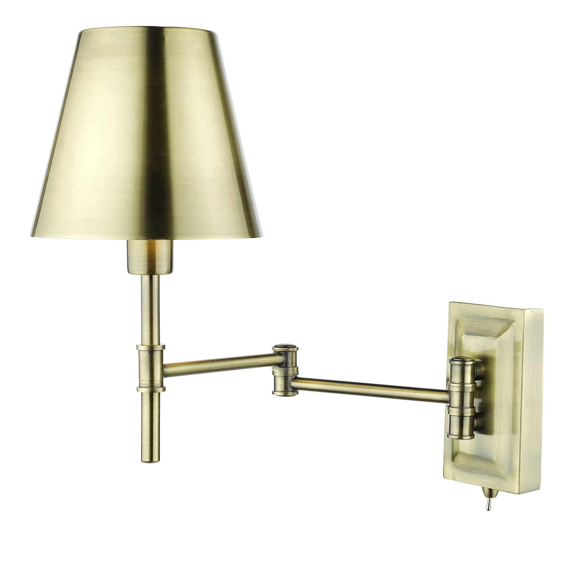 dar lighting Kensington 1 Light Swing Arm Wall Light Antique Brass KEN0775