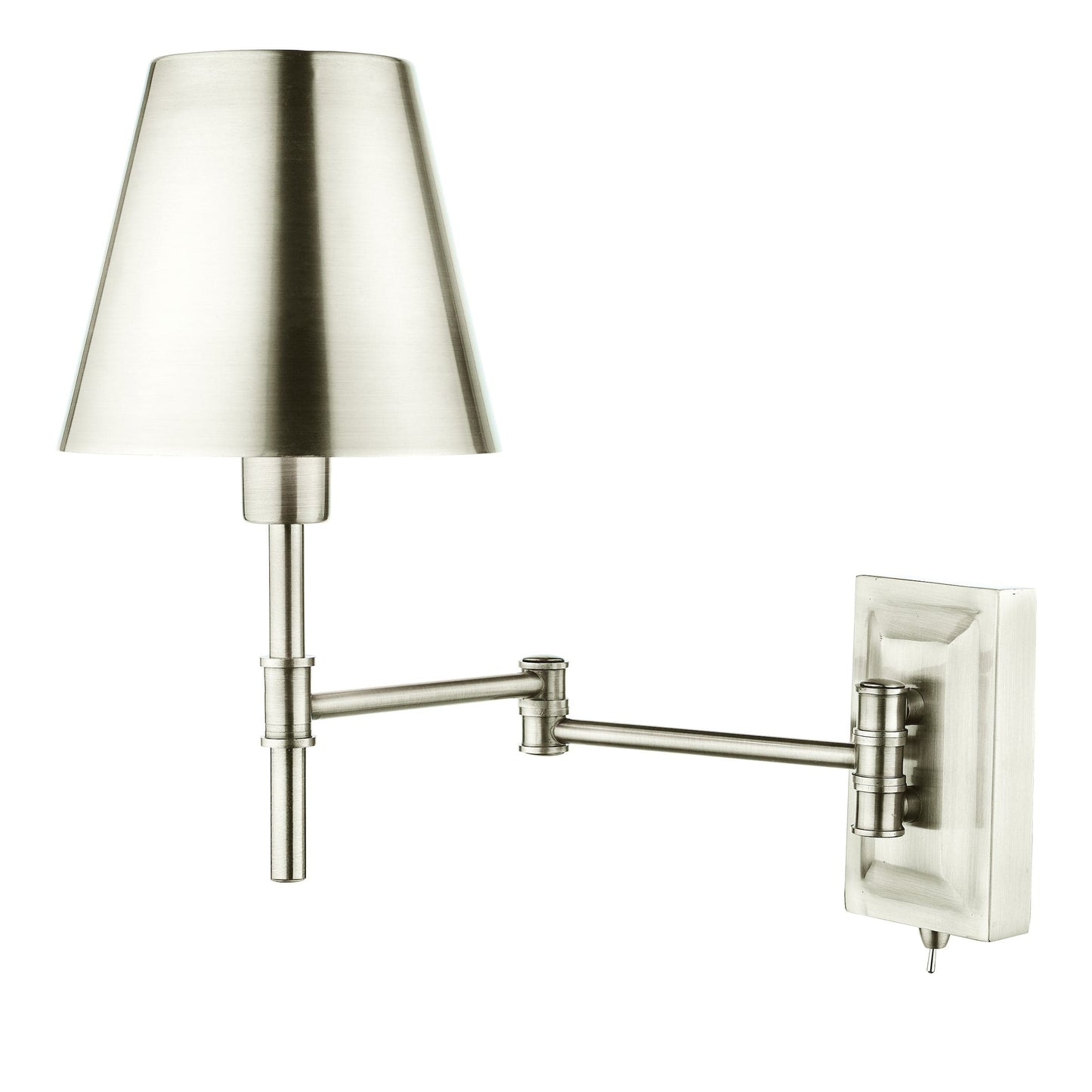 dar lighting Kensington 1 Light Swing Arm Wall Light Polished Nickel KEN0738