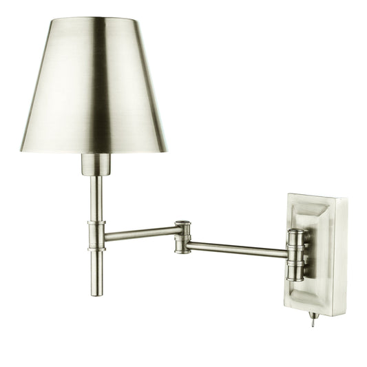 dar lighting Kensington 1 Light Swing Arm Wall Light Polished Nickel KEN0738