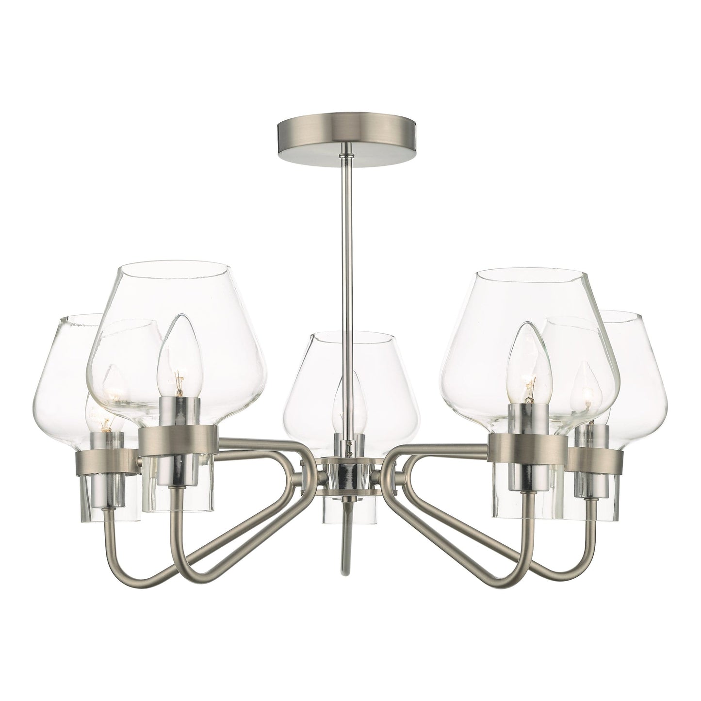 dar lighting Keta 5 Light Semi Flush Satin Chrome & Polished Chrome KET5446