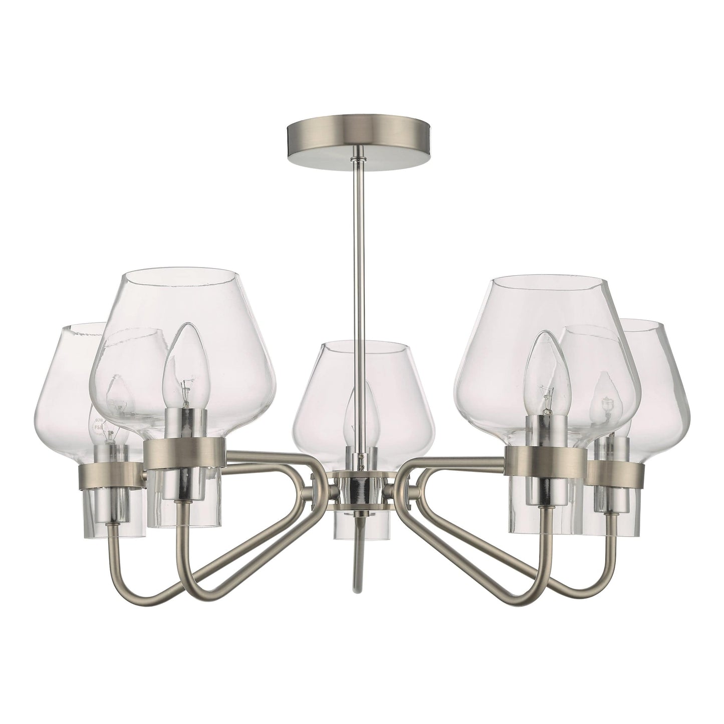 dar lighting Keta 5 Light Semi Flush Satin Chrome & Polished Chrome KET5446