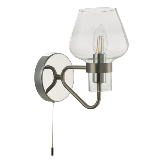 dar lighting Keta Wall Light Satin Chrome Glass KET0746