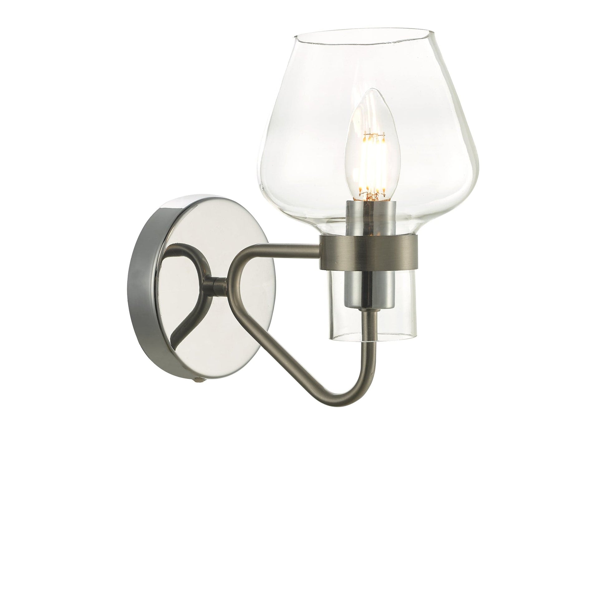 dar lighting Keta Wall Light Satin Chrome Glass KET0746