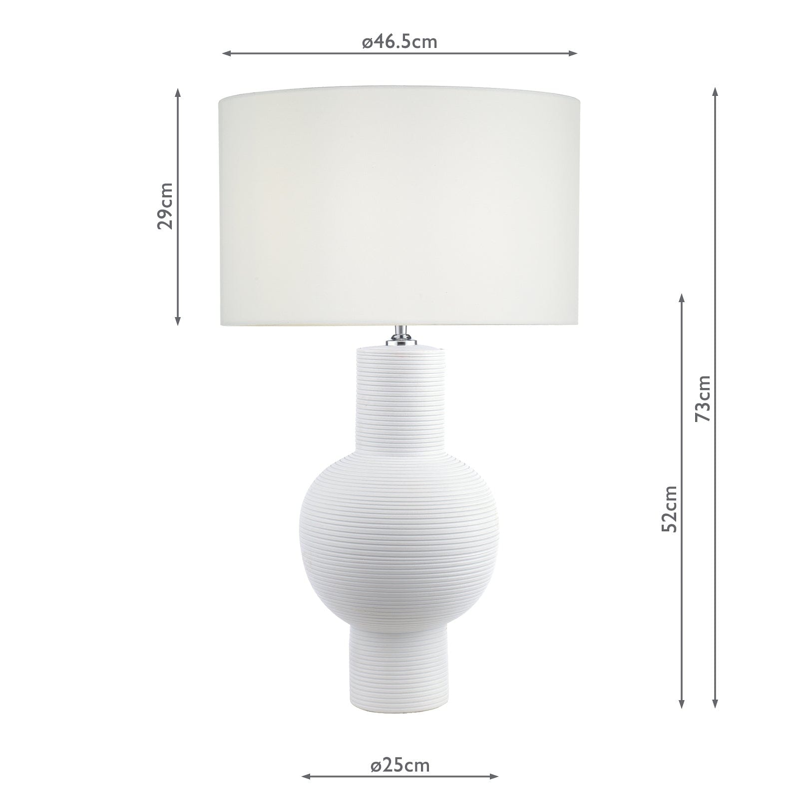 dar lighting Kiara Table Lamp White Ceramic Base Only KIA422