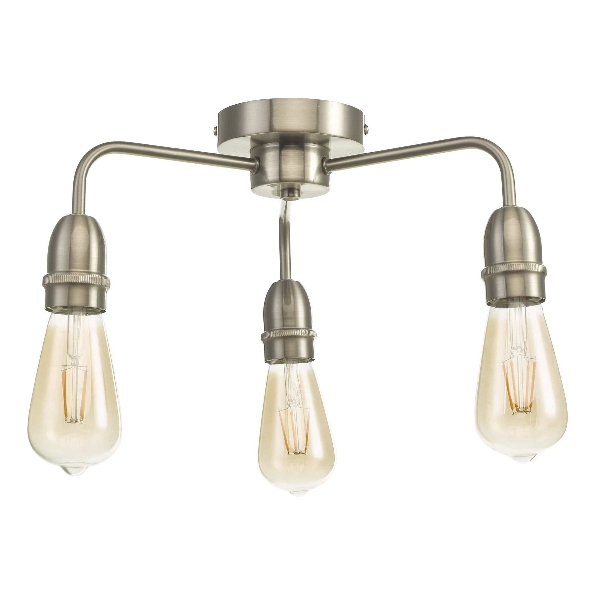 dar lighting Kiefer 3 Light Flush Satin Chrome KIE5346