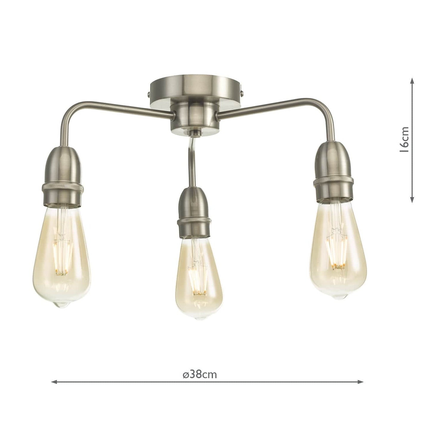 dar lighting Kiefer 3 Light Flush Satin Chrome KIE5346