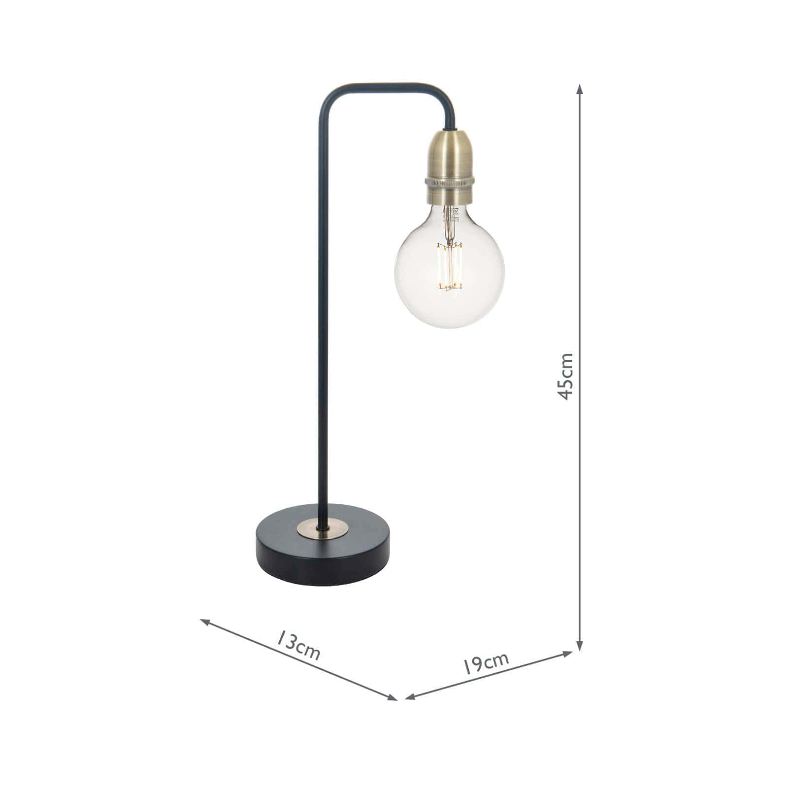 dar lighting Kiefer Table Lamp Black & Antique Brass KIE4222