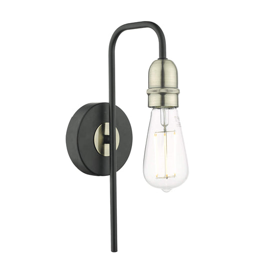 dar lighting Kiefer Wall Light Black & Antique Brass KIE0722