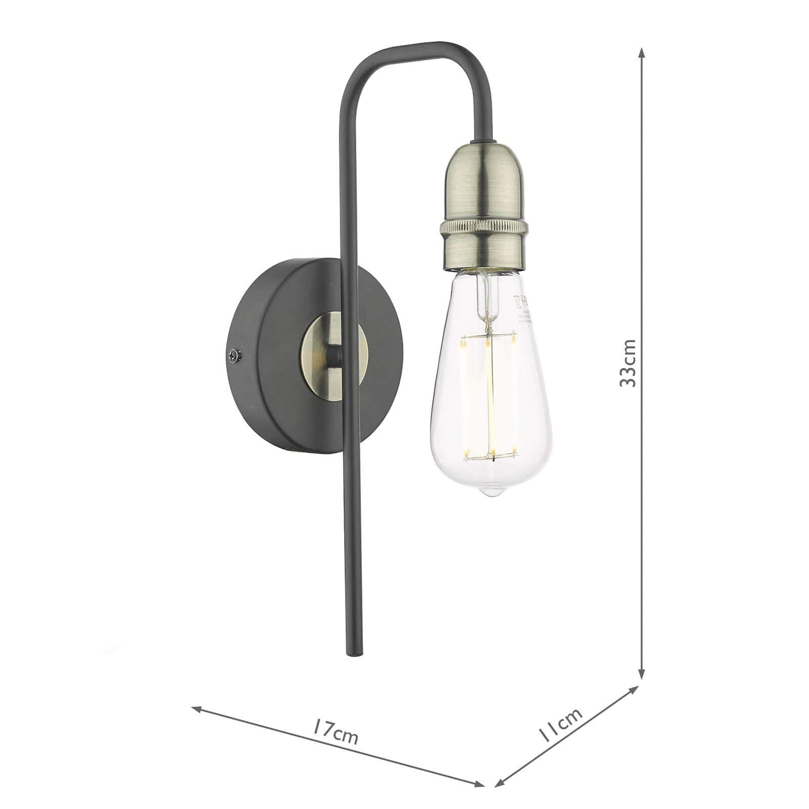 dar lighting Kiefer Wall Light Black & Antique Brass KIE0722