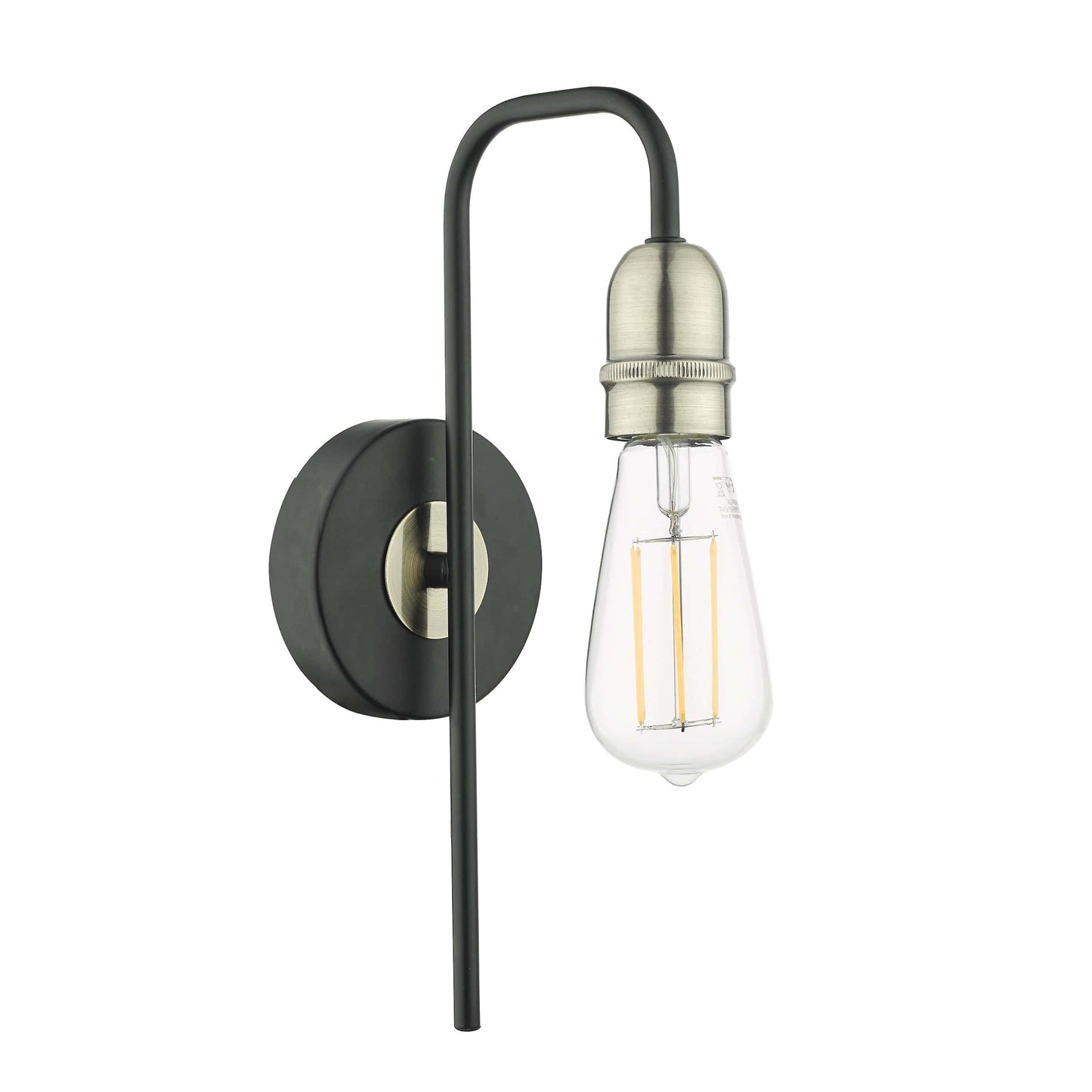 dar lighting Kiefer Wall Light Black & Antique Brass KIE0722